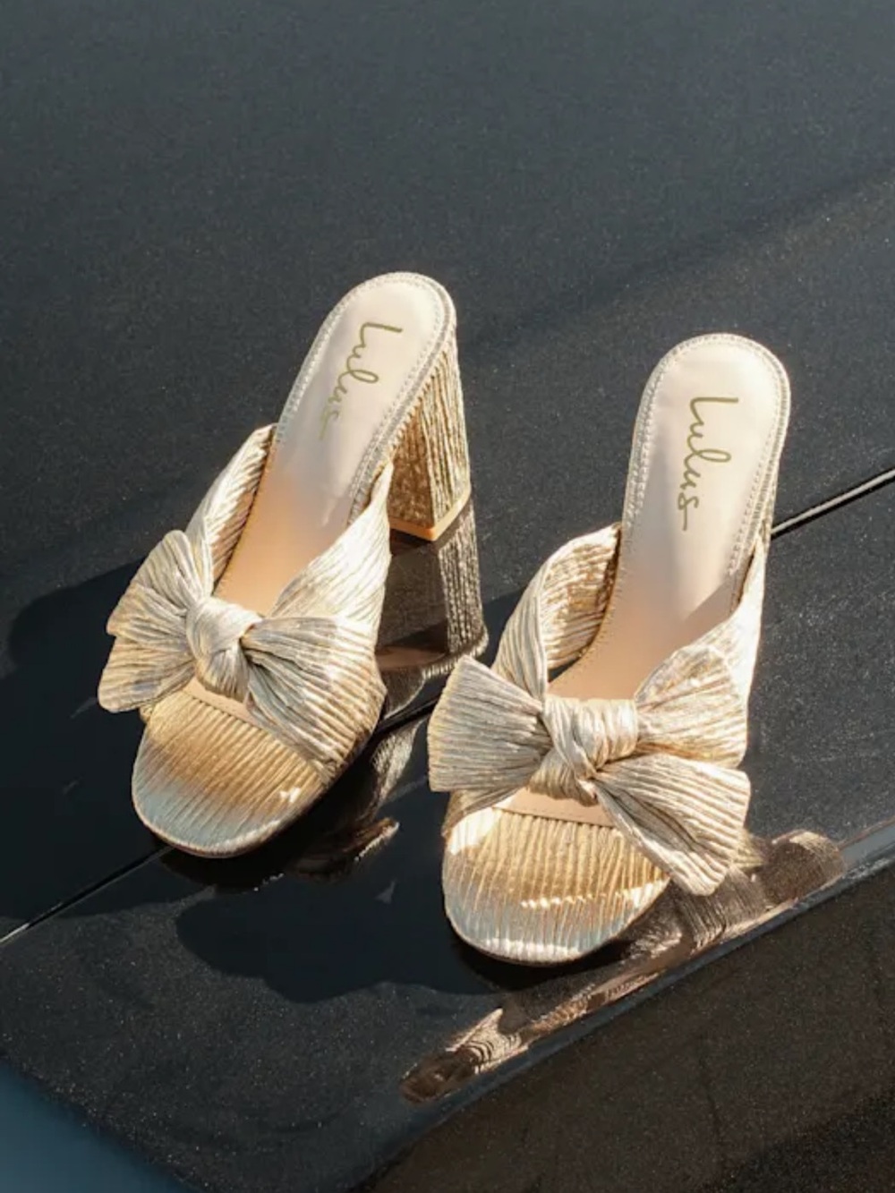 Lulus Dorothea Gold Knotted High Heel Sandals Size 6.5